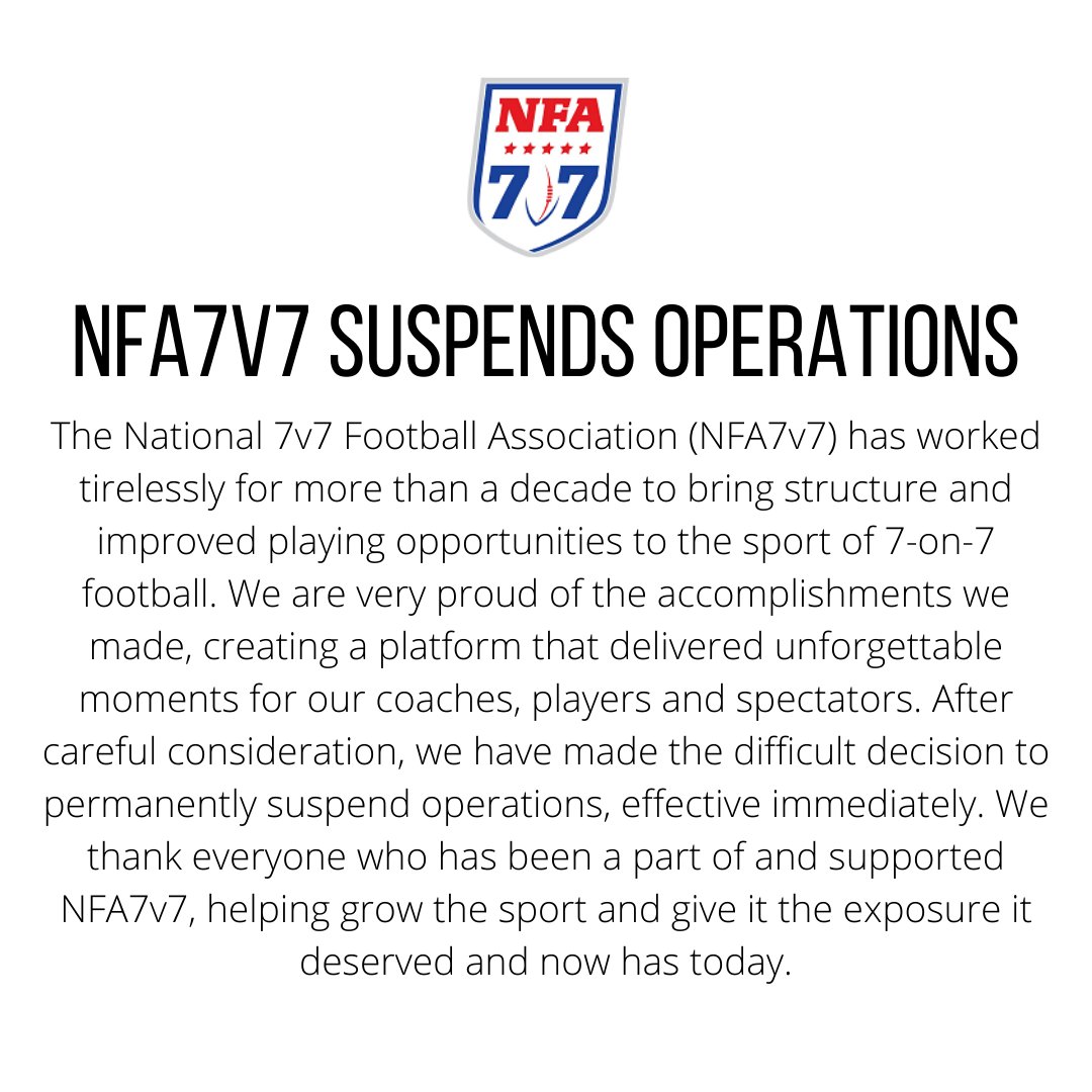 NFA7v7's tweet photo. NFA7v7 Suspends Operations: https://t.co/moNZ8KgAi9