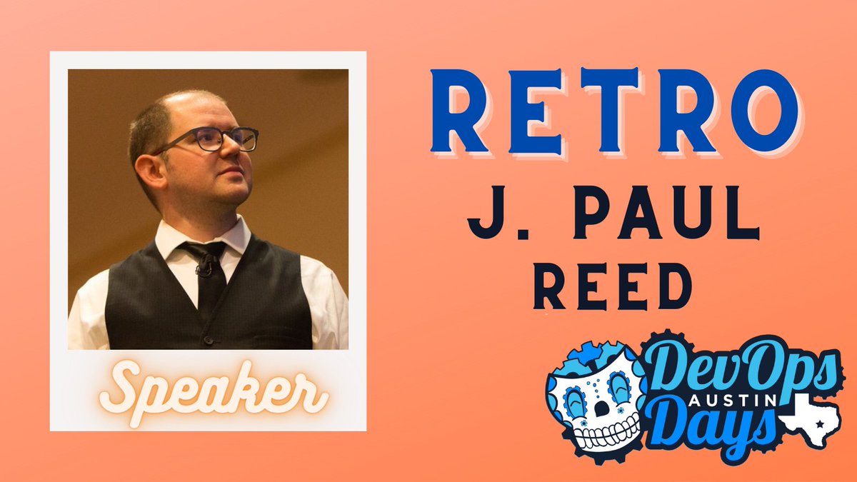 DevOpsDays Austin (@dodaustin) on Twitter photo We're excited to welcome <a href="/jpaulreed/">@jpaulreed@mastodon.social</a> to give a retrospective talk on "Reflections on a Decade of DevOps" at #DevOpsDaysAustin here in #AustinTx on May 4 and 5, 2022! Register at bit.ly/3NxtEtg We're excited to welcome <a href="/jpaulreed/">@jpaulreed@mastodon.social</a> to give a retrospective talk on "Reflections on a Decade of DevOps" at #DevOpsDaysAustin here in #AustinTx on May 4 and 5, 2022! Register at bit.ly/3NxtEtg