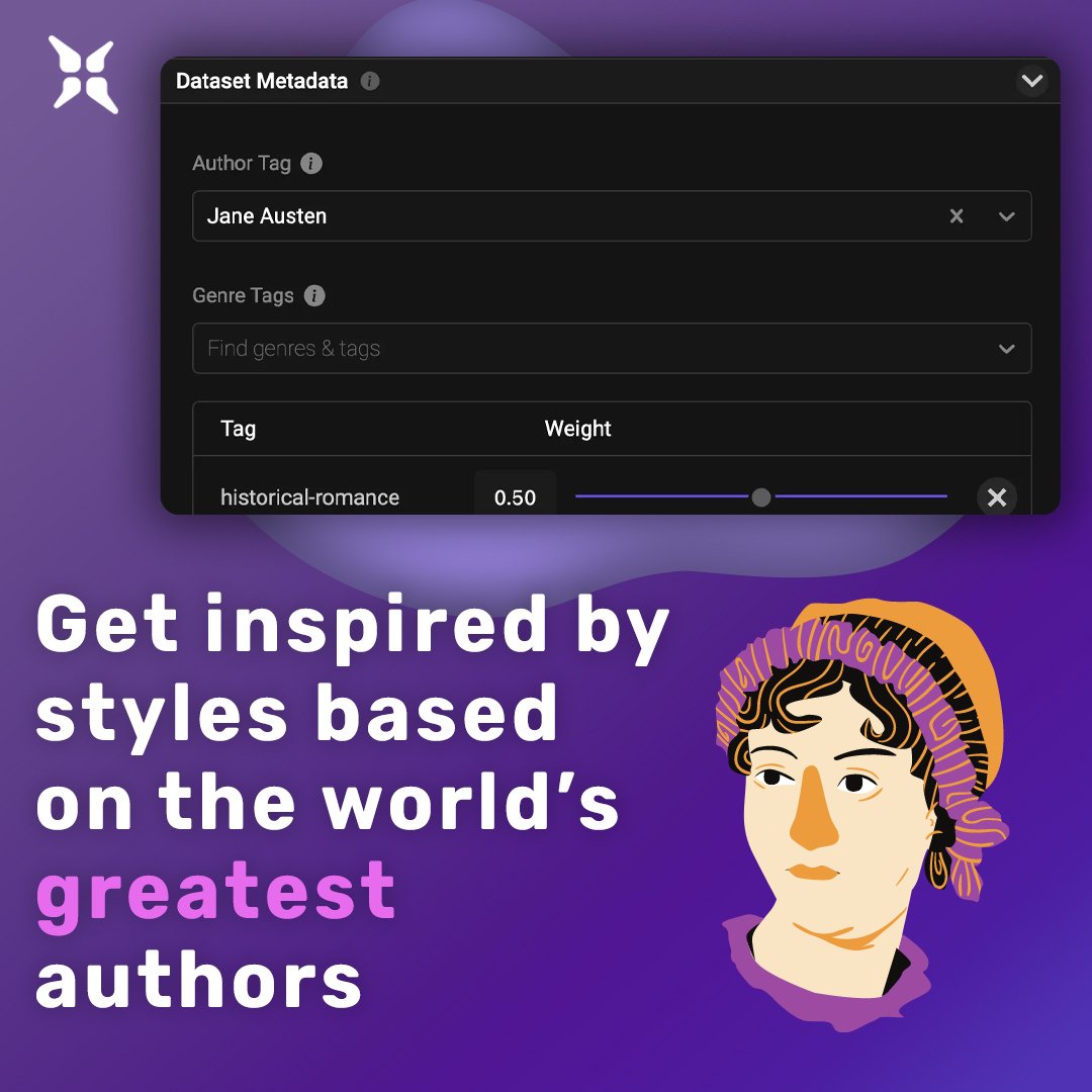 WriteHoloAI's tweet photo. Refine your writing with datasets based on the best literature in history. 

Tell #HoloAI the authors or genres you have in mind, and the output will fit just right.

#writeholo #artificialintelligence #creativewriting #author #futureofwriting #writerslift #writingcommunity https://t.co/MVR87zdwGc