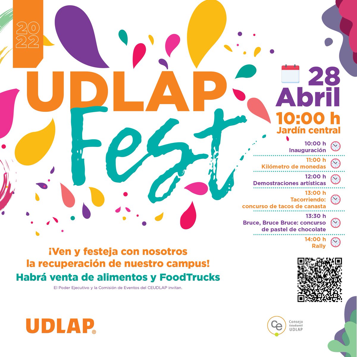 udlap's tweet photo. Hoy, no te pierdas las actividades y demostraciones artísticas que tendremos en este #UDLAPFest.
Regístrate con el código QR y asiste. https://t.co/Wbqltk4ra3
