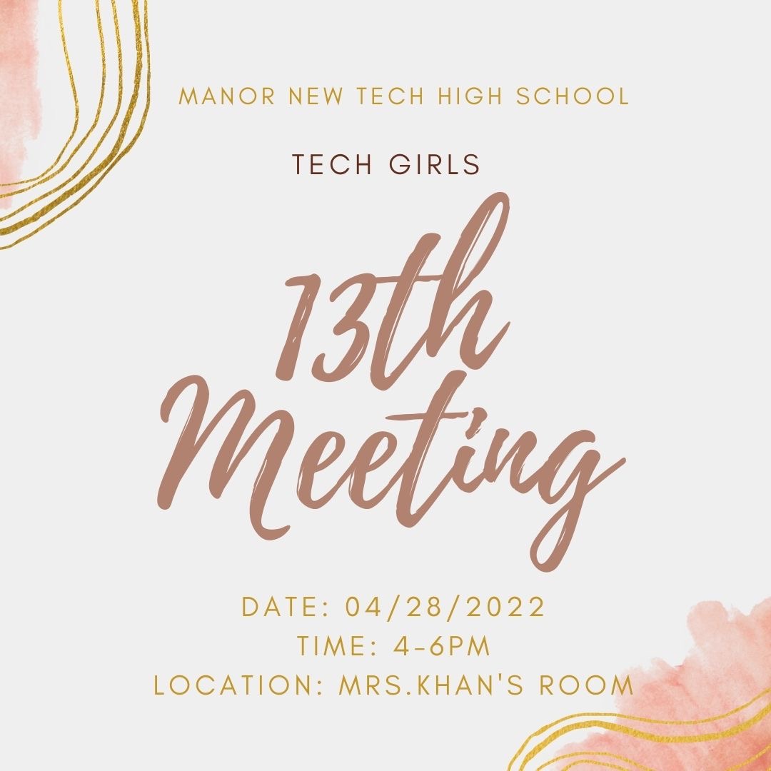 MNTHSTECHGIRLS's tweet photo. Hey y’all! Today we are having our 13th meeting! Can’t wait to see y’all! https://t.co/tesMNKdcBq