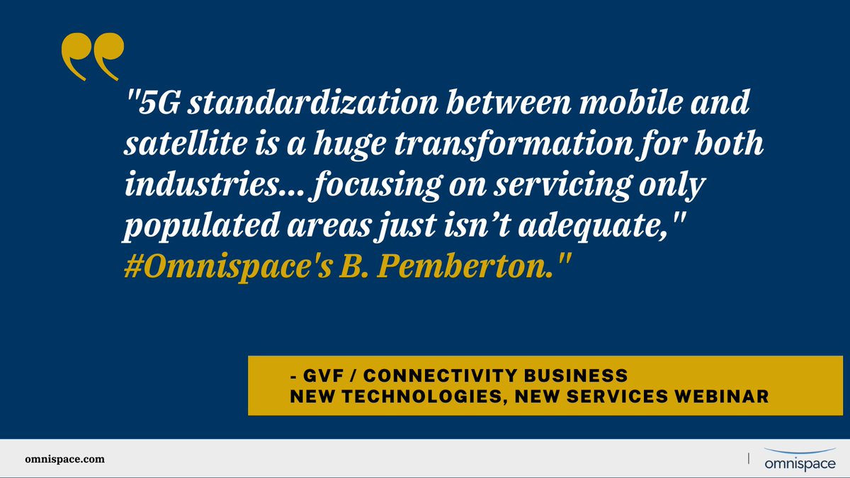 omnispace's tweet image. &quot;5G standardization between mobile and satellite is a huge transformation for both industries... focusing on servicing only populated areas just isn’t adequate,&quot; #Omnispace&apos;s B. Pemberton New Tech, New Services webinar. lnkd.in/erhErsWr