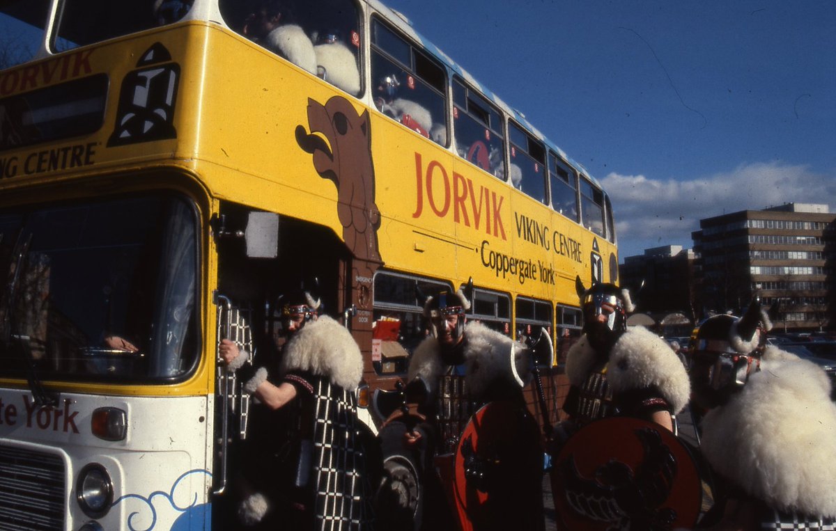JorvikViking's tweet photo. #ThrowbackThorsDayโก๏ธ Did you know JORVIK once had a Viking themed bus? #tbt #throwback https://t.co/0e8JLr01fP