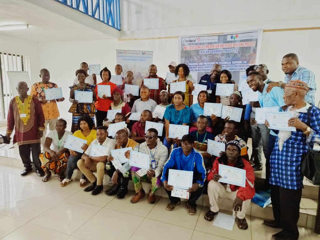 CORDAID_SL's tweet photo. In collaboration with the MoGCA, ONS, the MOYA, MLGRD, @CORDAID_SL  has concluded training for 240  Community Based Dispute Resolution Service Providers at the district and community level in Pujehun, Tonkolili and Western Area Rural District. https://t.co/KMZVzkaMh5