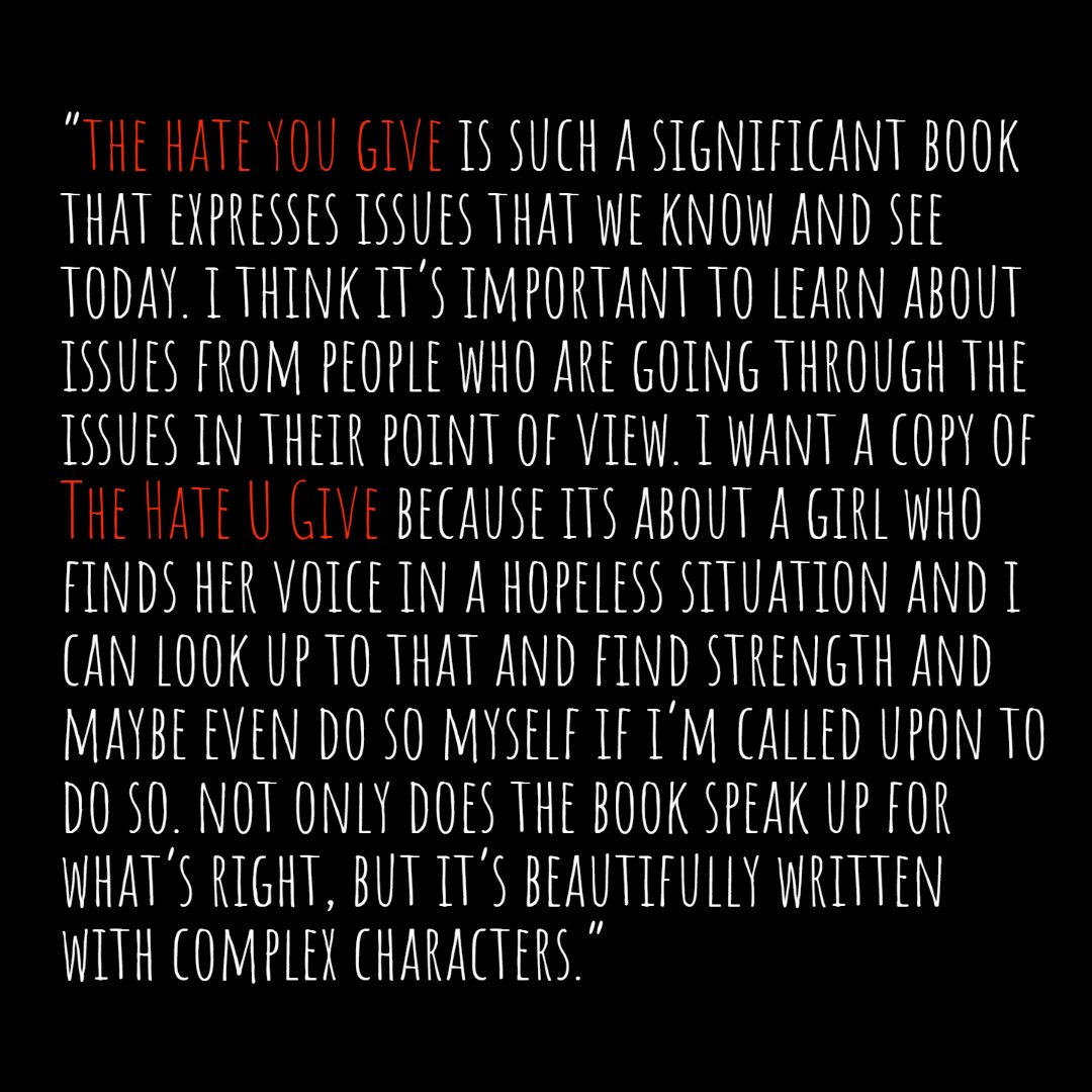 Why do YOU want a copy of THE HATE U GIVE? 

Tomorrow is the deadline for entering to win a copy of #thehateugive, #concreterose, and Tupac's #therosethatgrewfromconcrete. Good luck! https://t.co/Fmzght70wr

@ClarkHSCougars @angiecthomas #quotes #students #highschool #library https://t.co/YjoKKkYYCp