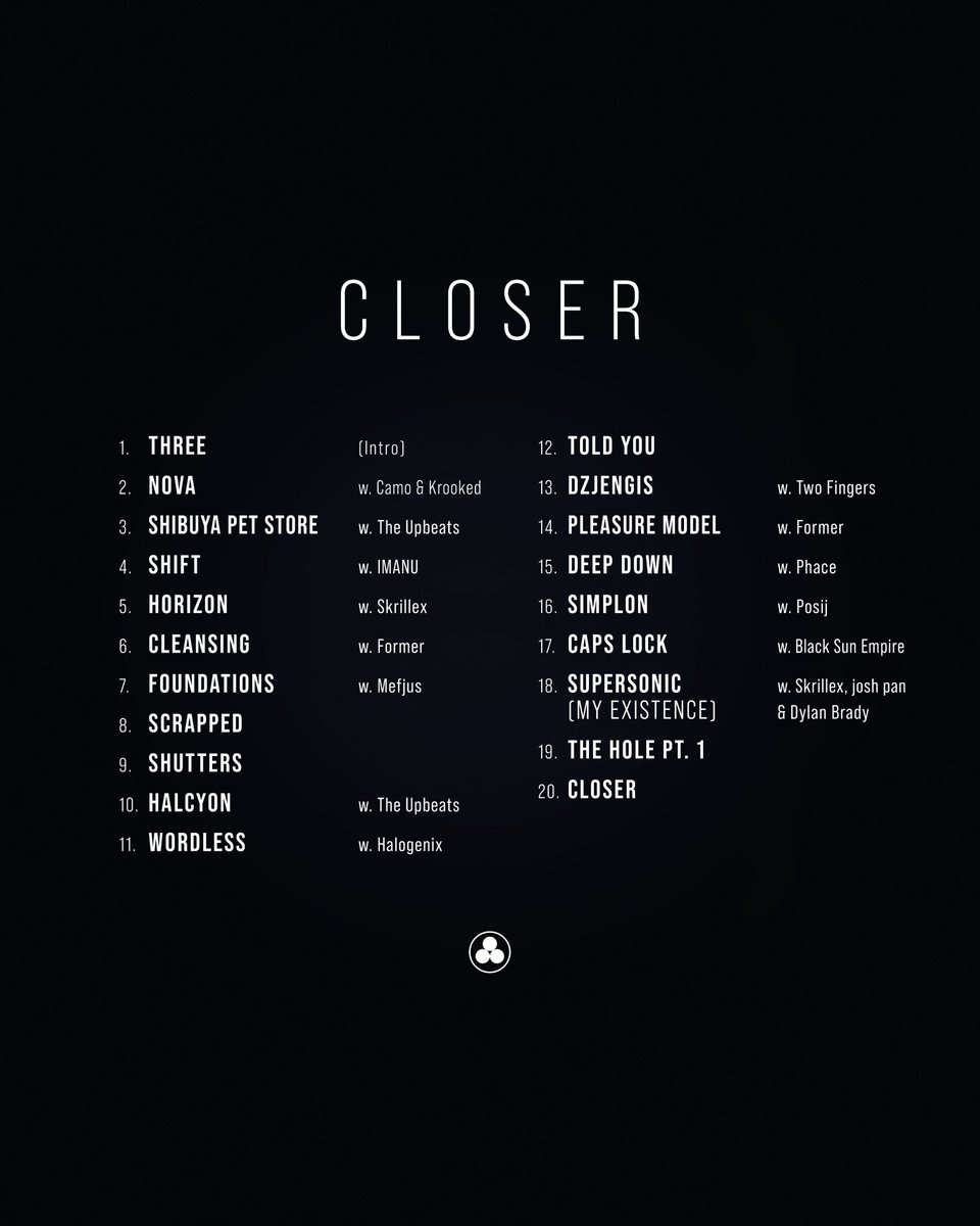 VISION (@visionrecs) on Twitter photo 'Closer' by <a href="/Noisia_nl/">NOISIΛ</a>
A third and final album. Out May 12.
Pre-save/pre-order LTD Vinyl Box + CD:
vision.fanlink.to/VSN092
<a href="/Skrillex/">Skrillex</a>
<a href="/CamoKrooked/">Camo & Krooked</a>
<a href="/_BlackSunEmpire/">Black Sun Empire</a>
<a href="/theupbeats/">🐍+🐺 (The Upbeats)</a>
<a href="/imanumusic/">jona</a>
<a href="/formerformer/">Former</a>
<a href="/martinmefjus/">MEFJUS</a>
<a href="/Halogenix/">Halogenix</a>
<a href="/amontobin/">amon tobin</a>
<a href="/phace_/">phace</a>
<a href="/posij/">Posij</a>
<a href="/joshpan/">木白木木</a>
<a href="/dylanbrady/">xdyl4nxbr4dyx</a> 'Closer' by <a href="/Noisia_nl/">NOISIΛ</a>
A third and final album. Out May 12.
Pre-save/pre-order LTD Vinyl Box + CD:
vision.fanlink.to/VSN092
<a href="/Skrillex/">Skrillex</a>
<a href="/CamoKrooked/">Camo & Krooked</a>
<a href="/_BlackSunEmpire/">Black Sun Empire</a>
<a href="/theupbeats/">🐍+🐺 (The Upbeats)</a>
<a href="/imanumusic/">jona</a>
<a href="/formerformer/">Former</a>
<a href="/martinmefjus/">MEFJUS</a>
<a href="/Halogenix/">Halogenix</a>
<a href="/amontobin/">amon tobin</a>
<a href="/phace_/">phace</a>
<a href="/posij/">Posij</a>
<a href="/joshpan/">木白木木</a>
<a href="/dylanbrady/">xdyl4nxbr4dyx</a>