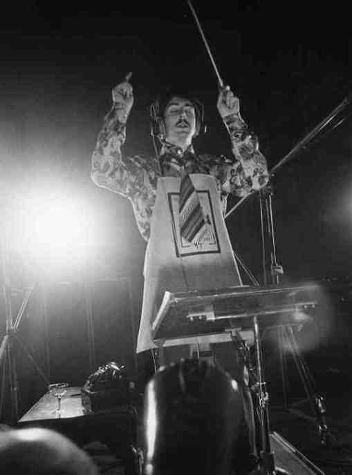 Paul McCartney conducting the orchestra for "A Day in the Life" at EMI Recording Studios, Sgt Pepper sessions, 1967.