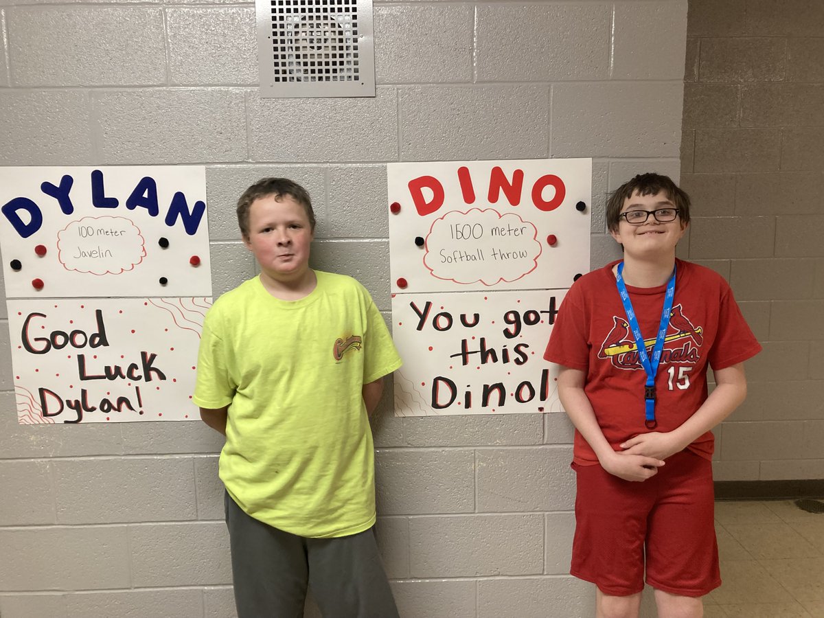 These two JH STUDS have been preparing for the Special Olympics and will compete this Friday. Dylan will throw the javelin and run the 100 meter dash. Dino will do the softball throw and run the 1500 meter run.

Good luck to DYLAN and DINO!!

How many retweets can these guys get?