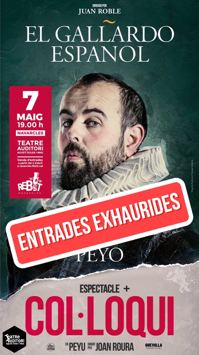 rebotnavarcles's tweet photo. ⚠️ENTRADES EXHAURIDES⚠️
Moltíssimes gràcies a tots/es, ens veiem el dia 7 amb l’auditori ple de gom a gom per gaudir de l’espectacle d’ @enpeyu !

Salut i Rebot! https://t.co/Hrq1MZYgtY