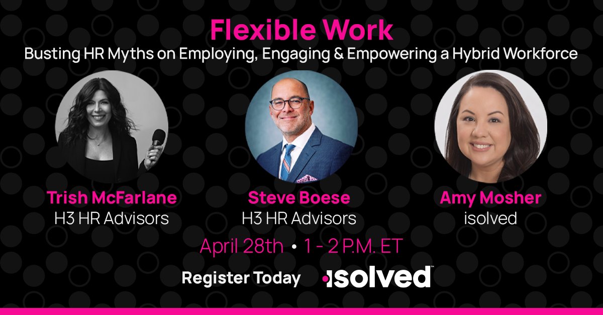 Trish_Steed's tweet photo. Join us TODAY at #isolvedchat to join the conversation: Busting HR Myths on Employing, Engaging, and Empowering a Hybrid Workforce! #hrcommunity
https://t.co/LyFEmzgR1S https://t.co/KGBPdmSihz