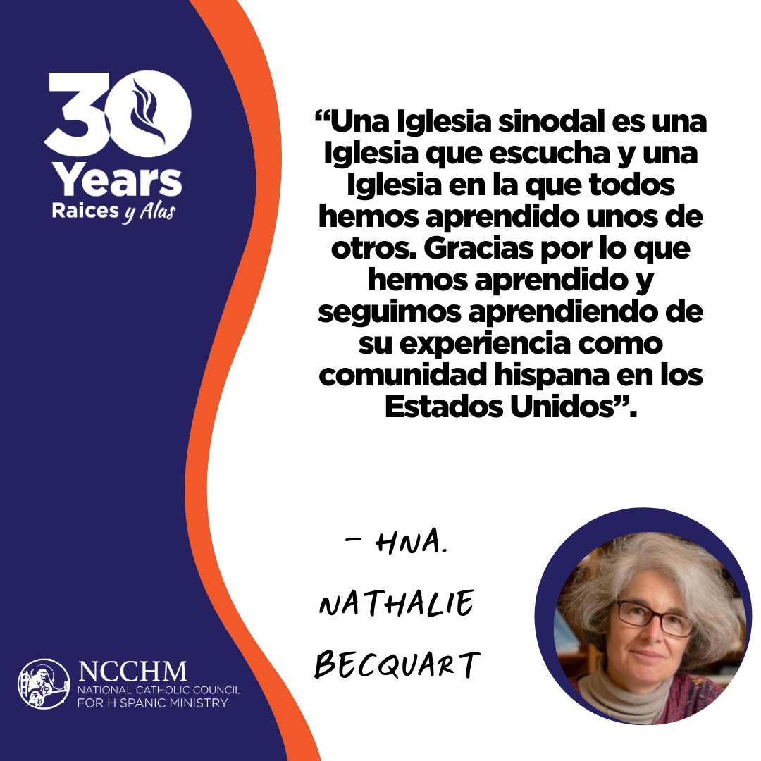 NCCHM_'s tweet photo. Sr. Nathalie Becquart, Undersecretary of the Synod 2021-2023 joins the Raíces y Alas 2022 Congress virtually from Rome. 

La Hna. Nathalie Becquart, subsecretaria del Sínodo 2021-2023 se dirige al Congreso Raíces y Alas 2022 virtualmente desde Roma. #raicesyalas22 https://t.co/sTjhzQ1B8U