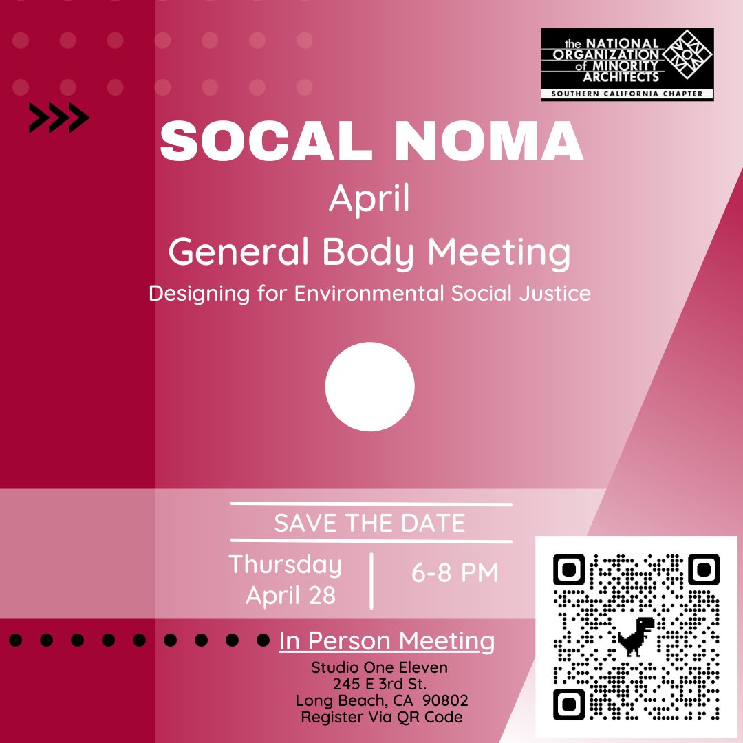 Don't forget to join us TODAY for our 1st Back in Person General Body Meeting in Long Beach at Studio One Eleven. Lance Collins will be moderating an invigorating ESJ Discussion with Michael Anderson, Rochelle Mills and Joshua Foster. Hope to see you there!