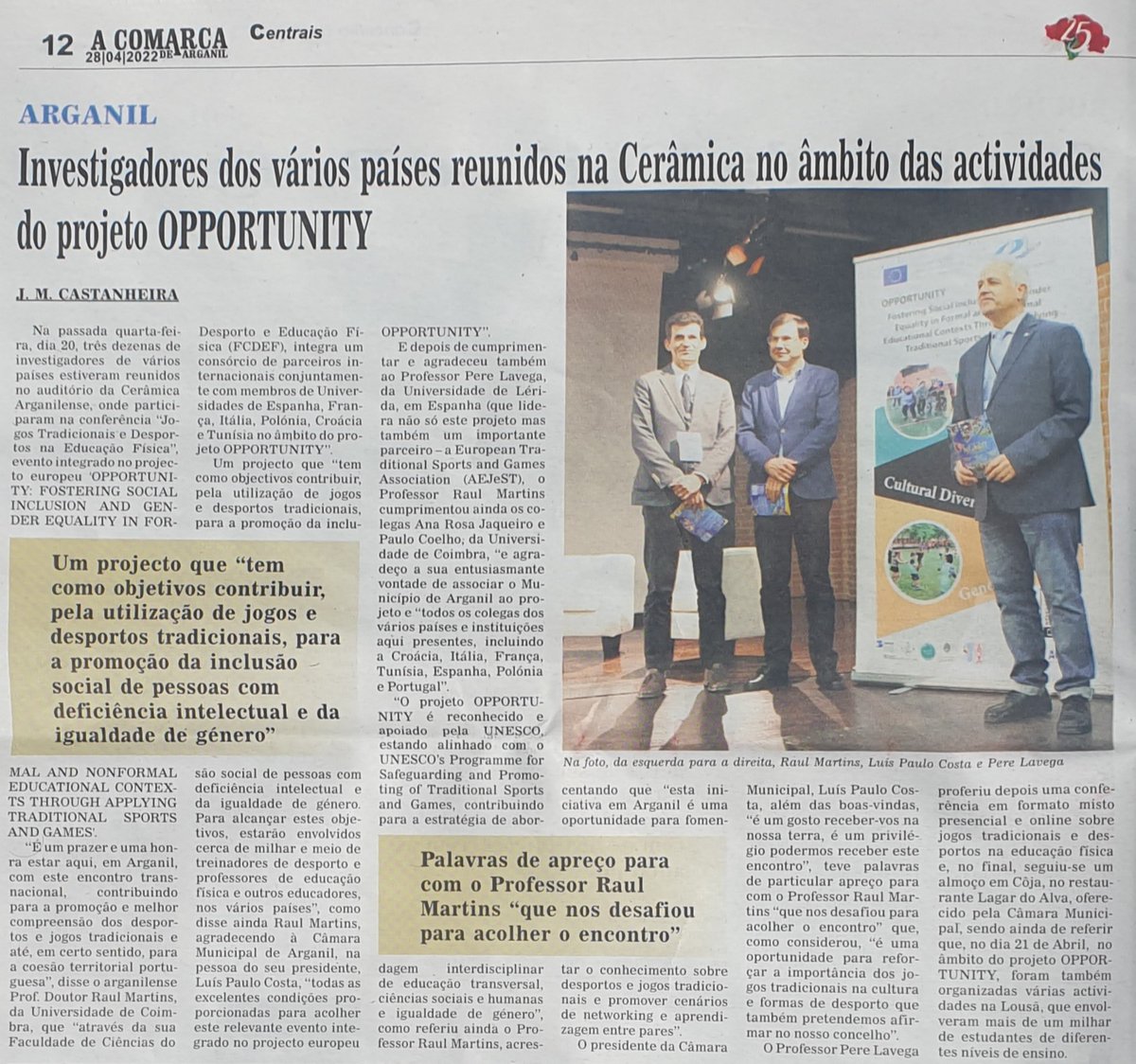 About the OPPORTUNITY project in the Portuguese press. 
In the photo, Pere Lavega from INEFC, President of AEJeST.

Web: aejest.com 
Fb AEJeST: facebook.com/aejest
LinkedIn AEJeST: linkedin.com/company/aejest… 
Instagram AEJeST: instagram.com/jugajeeu/ 
#aejest #etsga