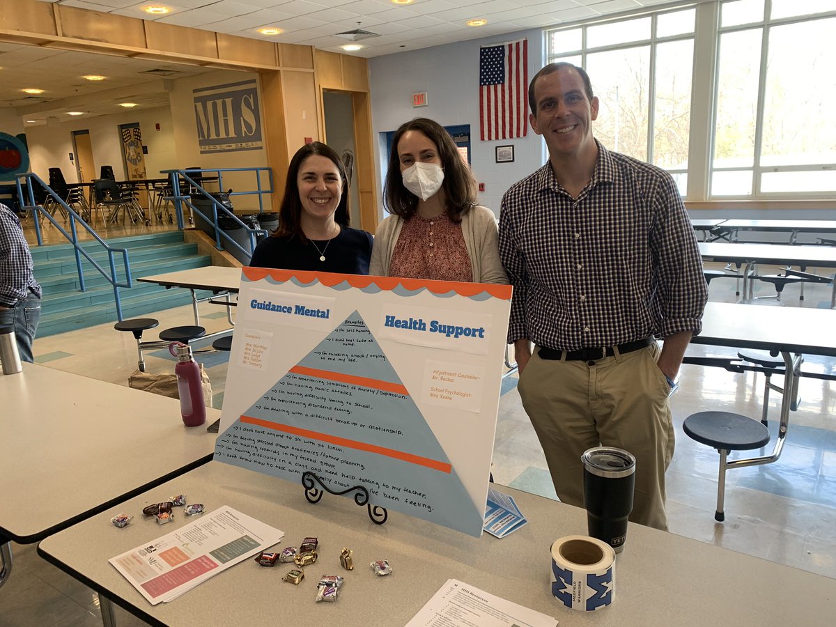 guidance02052's tweet photo. MHS Counselors joining the Medfield Connects Fair today! Mental health supports are here and in place should anyone need it! #medfieldhs https://t.co/XMjIRNsa6s
