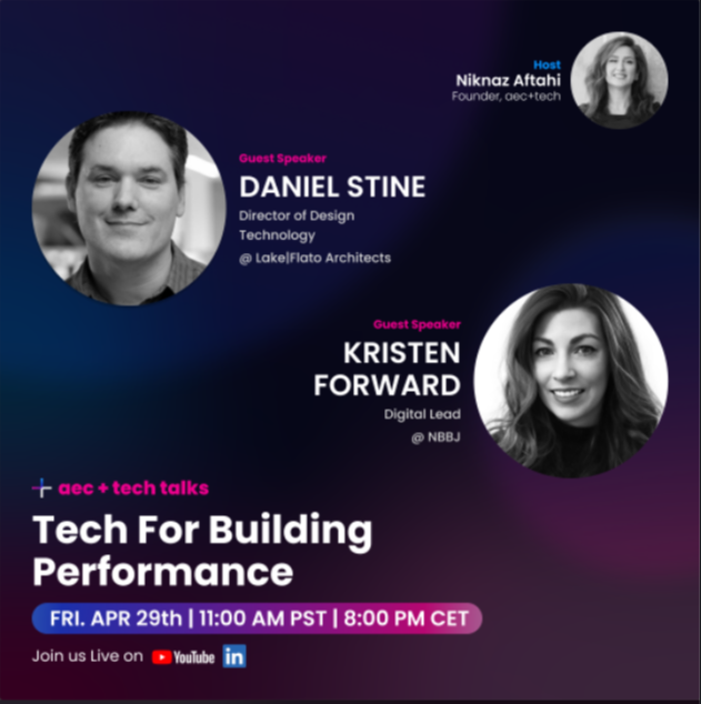 check out a sweet AEC + Tech talk by <a href="/kristen4ward/">Kristen Forward</a> and <a href="/DanStine_MN/">Daniel John Stine</a> titled: Tech For Building Performance
linkedin.com/video/event/ur…
by: <a href="/aecplustech/">aec+tech</a>