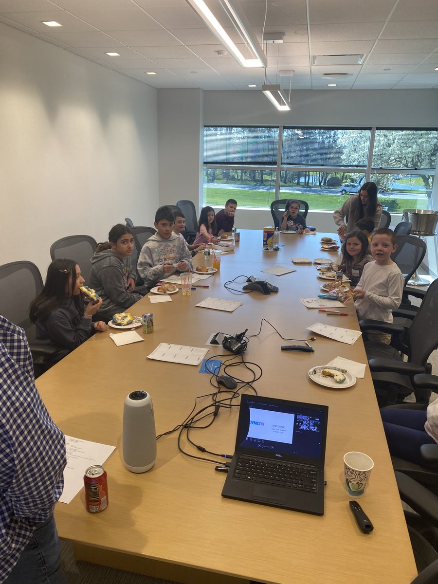 CoynePR's tweet photo. Welcoming these future pros on #takeyourchildtoworkday! 

Very important conference meetings call for rainbow bagels and breakfast treats! 🥯 https://t.co/XpeuxcW7Oz