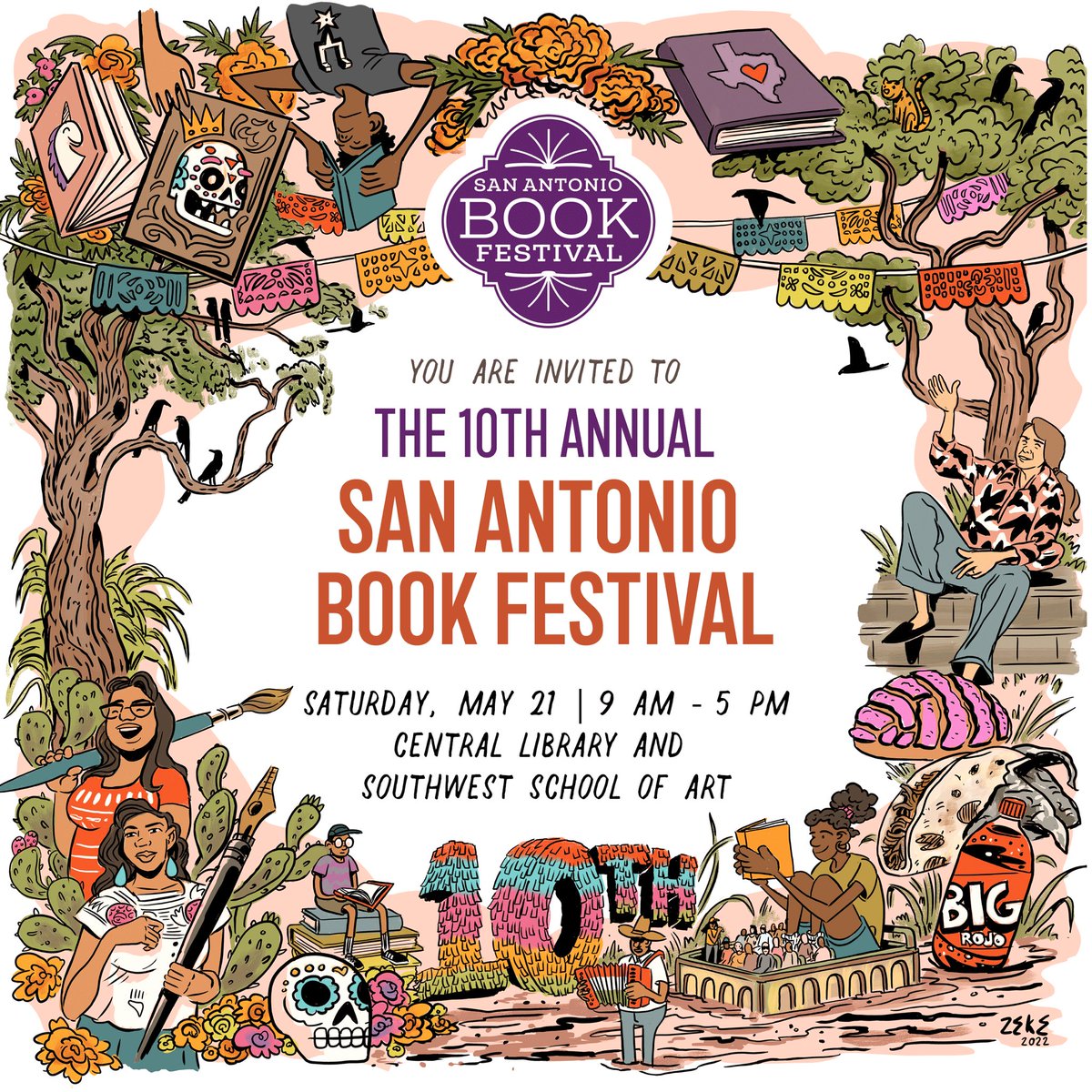 SABookFestival's tweet photo. The schedule for the 2022 San Antonio Book Festival is here! 

Explore the 60+ sessions and begin building your schedule: https://t.co/kBQGRjNDMN

See you on May 21st! 🗓 https://t.co/JlSn0iWSd9