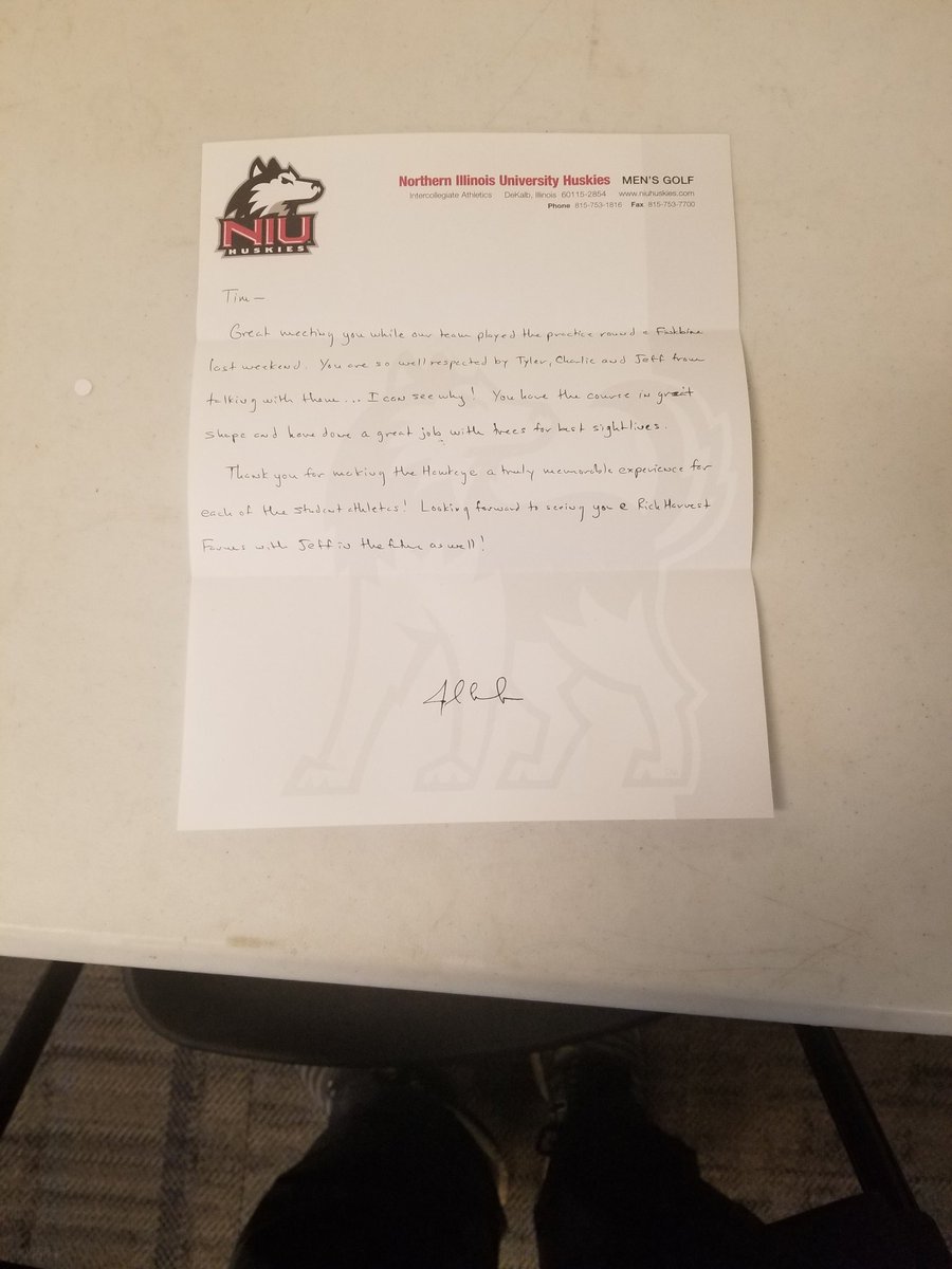 SuperTimG132's tweet photo. Thank you to @NIU_Mgolf for the nice letter. Great meeting you Coach Carlson!!! ✍👏 #GoHuskies #DekalbGrad https://t.co/JAVoZj98yA