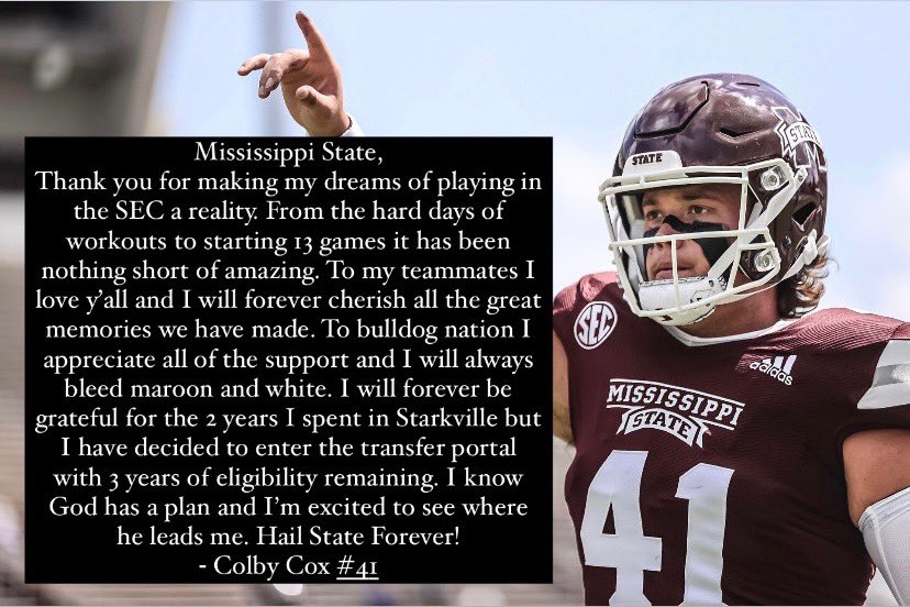 Forever Grateful. I have decided to enter the transfer portal with 3 years of eligibility remaining.