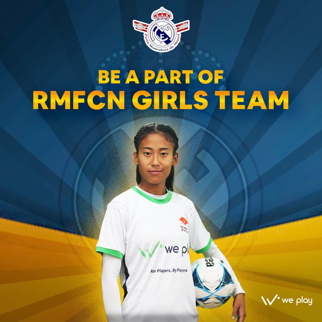 RMFCNepal's tweet photo. 📣 @RMFCNepal  in association with @WePlayNepal would like to announce that we're on verge of making a RMFCN womens futsal team in Kathmandu. Weekly or fortnightly based training will be provided by the club which will be supported by Weplay. https://t.co/AHMbfU4v1s