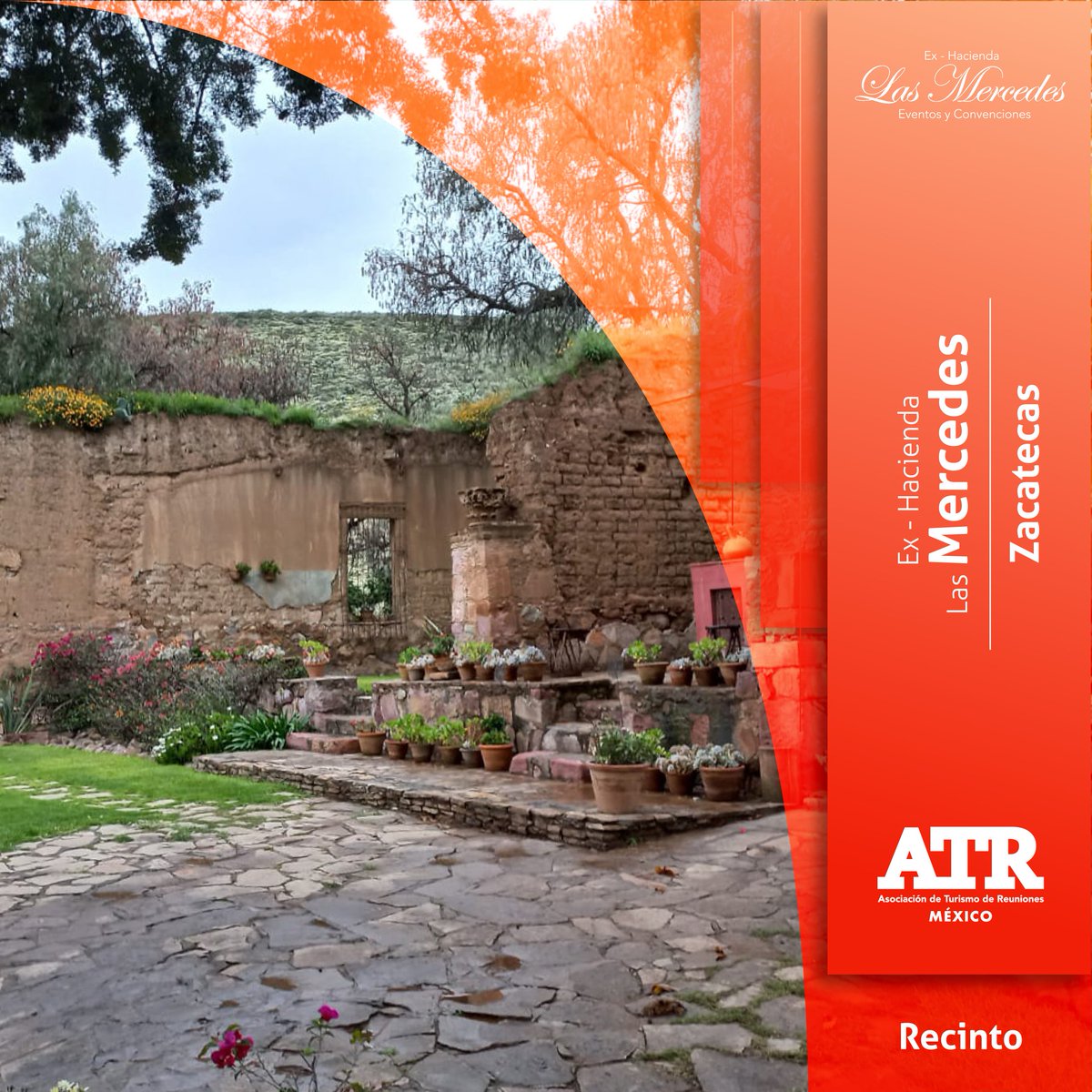 Ex-Hacienda “Las Mercedes” | Recinto abierto, fue una de las primeras haciendas de Zacatecas. El lugar cuenta con una magia especial, llena de detalles evoca un ambiente campestre, sus espacios y jardines pueden ser aprovechados para cualquier evento de networking. #atrzacatecas