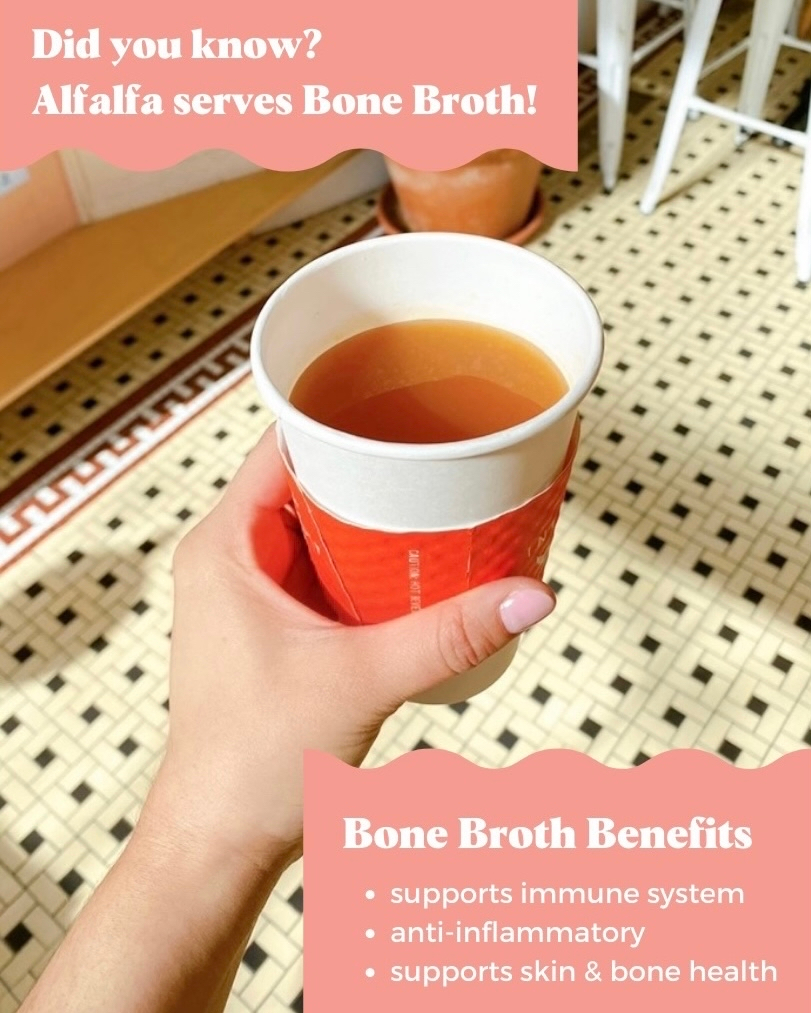 Raise your hand if bone broth in your regular diet. 🙋🏻‍♀️

#bonebrothbenefits #bonebroth #alfalfa #eatalfalfa #hoboken #hobokeneats #healthyeats #healthyhabits #healthyfoodblog