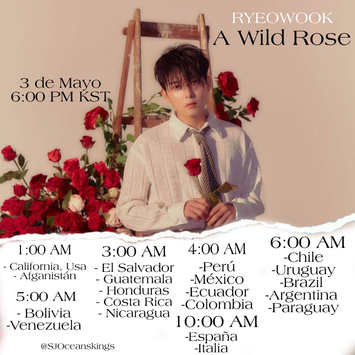 SJOceansKings1's tweet photo. ⚜️RYEOWOOK The 3rd Mini Album [A Wild Rose] ⚜️
 
 Horario de lanzamiento de A Wild Rose 🌹

💽 2022.05.03 6:00 PM KST
(4:00 AM 🇲🇽)

#슈퍼주니어 #SUPERJUNIOR
#려욱 #RYEOWOOK
#A_Wild_Rose #파랑새 
#SJOceanskings https://t.co/SzxyNL7hH2