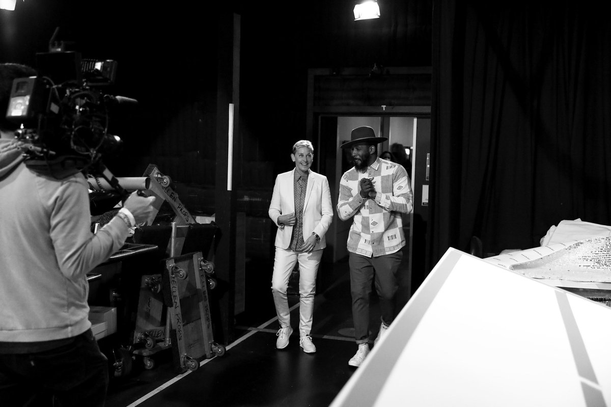 official_tWitch's tweet photo. GM everyone. Feeling an overwhelming sense of gratitude today. It’s our last day taping @TheEllenShow Gonna miss the laughs and grooves. I’m going to miss the staff who puts an incredible amount of care putting our show together. Im gonna do my best to soak in every moment https://t.co/YeWJJJaWXU