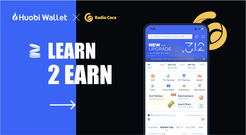 iTokenWallet's tweet photo. Huobi Wallet X @RadioCacaNFT Learn2Earn🎊

Win a share of $200 $RACA!🎁
Top featured project on @bsc_daily 🤩

How to #Learn2Earn:
✅Download #HuobiWallet APP
https://t.co/6dwSgvBkxb
✅Click “Learn 2 Earn” on the homepage
✅Answer 1⃣ simple question

Join now!⚡️ https://t.co/XajHfu3op9