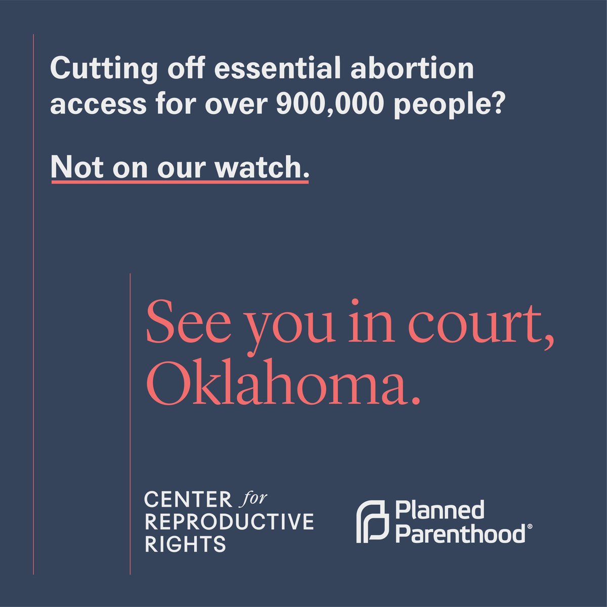 Oklahoma just passed an unconstitutional abortion ban — and this one is set to take effect immediately when Gov. Stitt signs. But we're fighting back. We are going to court to stop this ban w/ @reprorights.