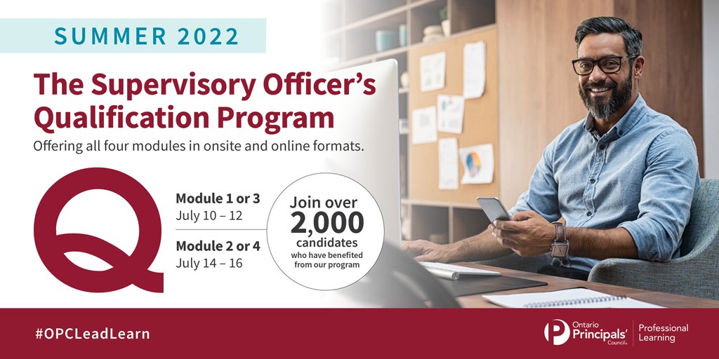 Further develop your system thinking in an interactive environment with experienced mentors through a balanced approach to leadership.
principals.ca/en/professiona…
All four modules being offered this summer!
#OPCLeadLearn