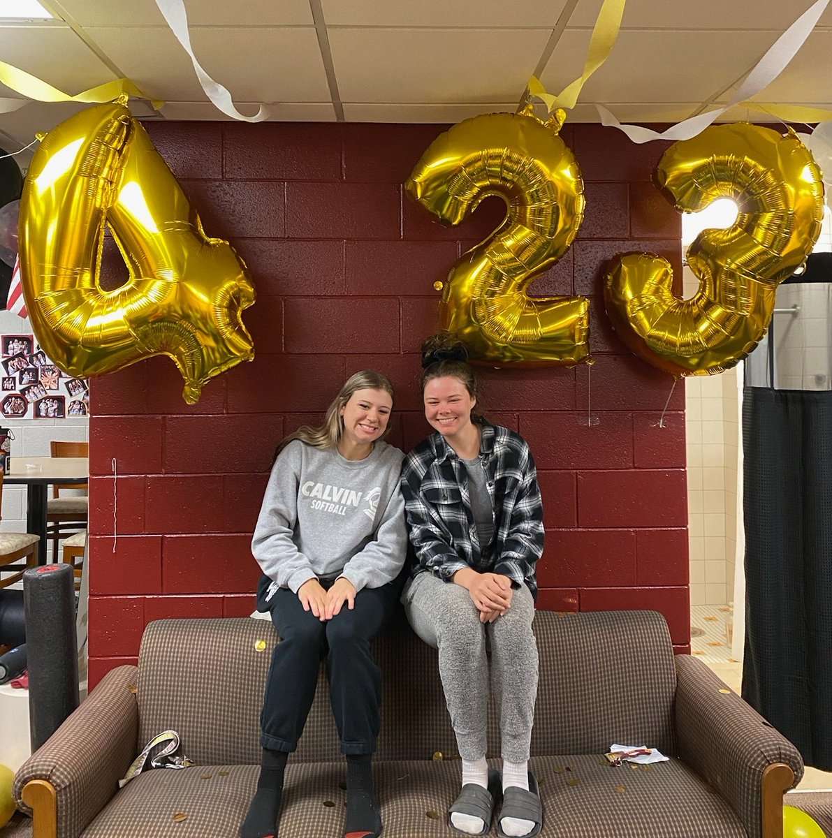 CalvinSoftball's tweet photo. We are celebrating these two amazing seniors today @huskiehannah and @addiwarner14! #csb #Team47 https://t.co/vsKnxvuuke
