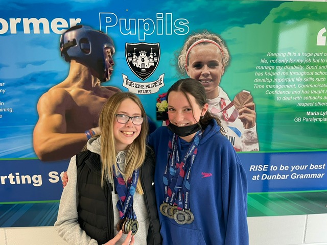 Well done to DGS pupils Isla and Tegan who did very well in the Scottish Nationals Swimming Comps. Isla winning 2 Golds and 3 Silver medals. Tegan winning 2 Golds, 1 Silver and 3 Bronze. Excellent effort girls 🏊‍♀️🏊‍♀️🥇🥈🥉 @EASTLOTHIANSWIM #RISE