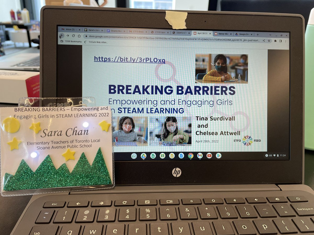 So excited to learn aside these awesome educators today at the “Breaking Barriers: Empowering and Engaging Girls in STEAM Learning” with @ccatwell and @Tina_Surdivall @ETFOeducators