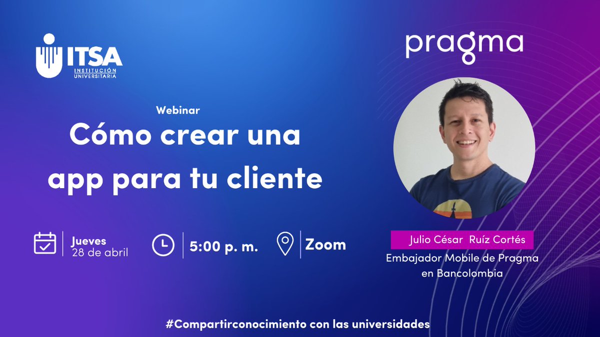 EgresadosIUB's tweet photo. Amplia tus conocimientos participando del Webinar acerca de Cómo crear una app 📲✅

No te pierdas la oportunidad de expandir tus conocimientos y habilidades para tu futuro✍📚

Recuerda que debes inscribirte mediante el siguiente link: https://t.co/QFUvHbsG3B https://t.co/1fvFcixPlc