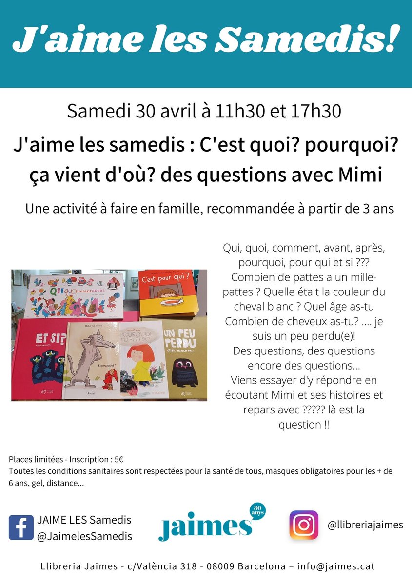 Et toi que fais-tu samedi? Inscris-toi vite ... on t'attend!