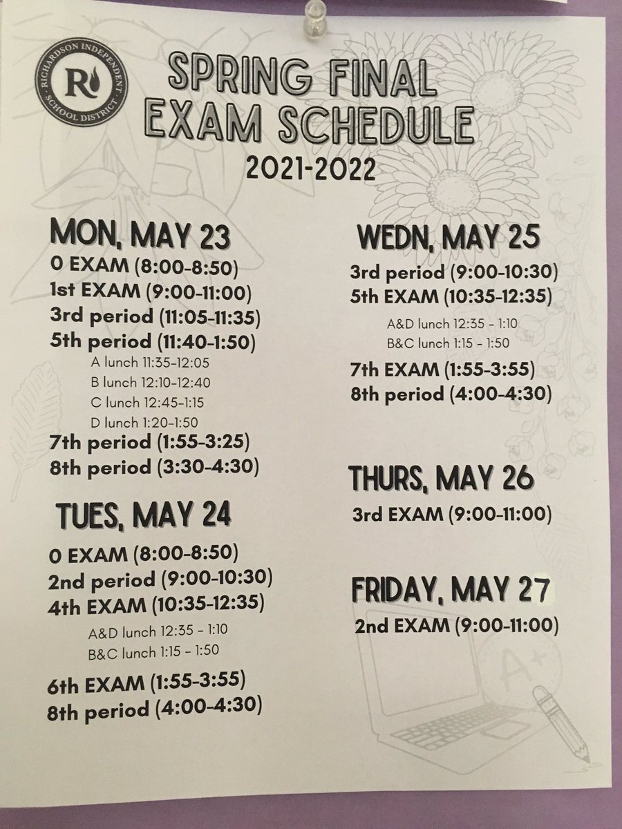 The_Real_RHS's tweet photo. In case you’re wondering about the schedule for finals week:
#TheRealLifeatRHS https://t.co/cwSXH4vooQ