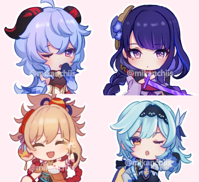 甘雨|かんう(原神) ,雷神バアル ,宵宮(原神) 「some of my favorite liddles for the con 」|mikan 📘🍨のイラスト