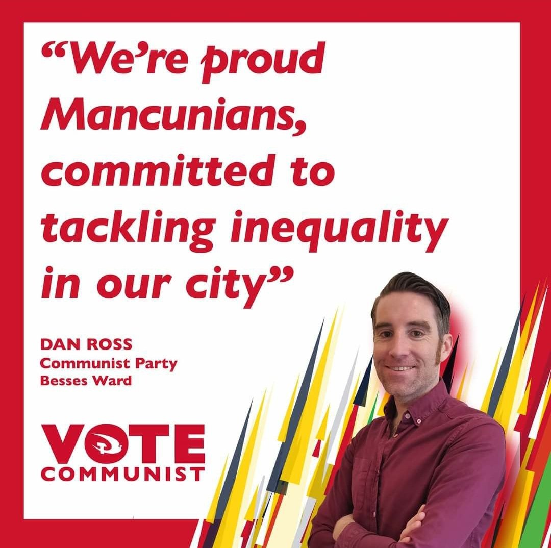 Dan_Ross_CPB's tweet photo. We are proud Mancunians, committed to tackling inequality in our city. Our Council can make a difference.
I will make sure the struggle to rebuild our community takes number one priority.
#LocalElections2022 #vote #Communist #cpbritain #Election2022 #Whitefield #Besses https://t.co/eosC9kR2TJ