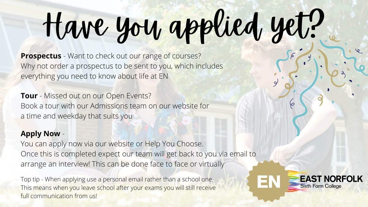 EastNorfolk's tweet image. Have you applied yet?
You can book a campus tour or request a prospectus here - buff.ly/3ClJS2j