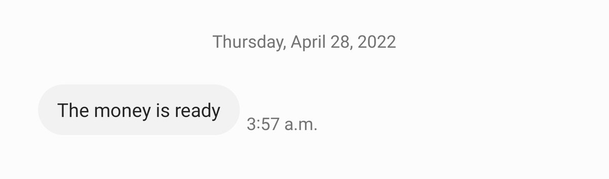 Got this from a random number and I am intrigued and terrified at the same time. 

What's this money for? Wrong answers only.