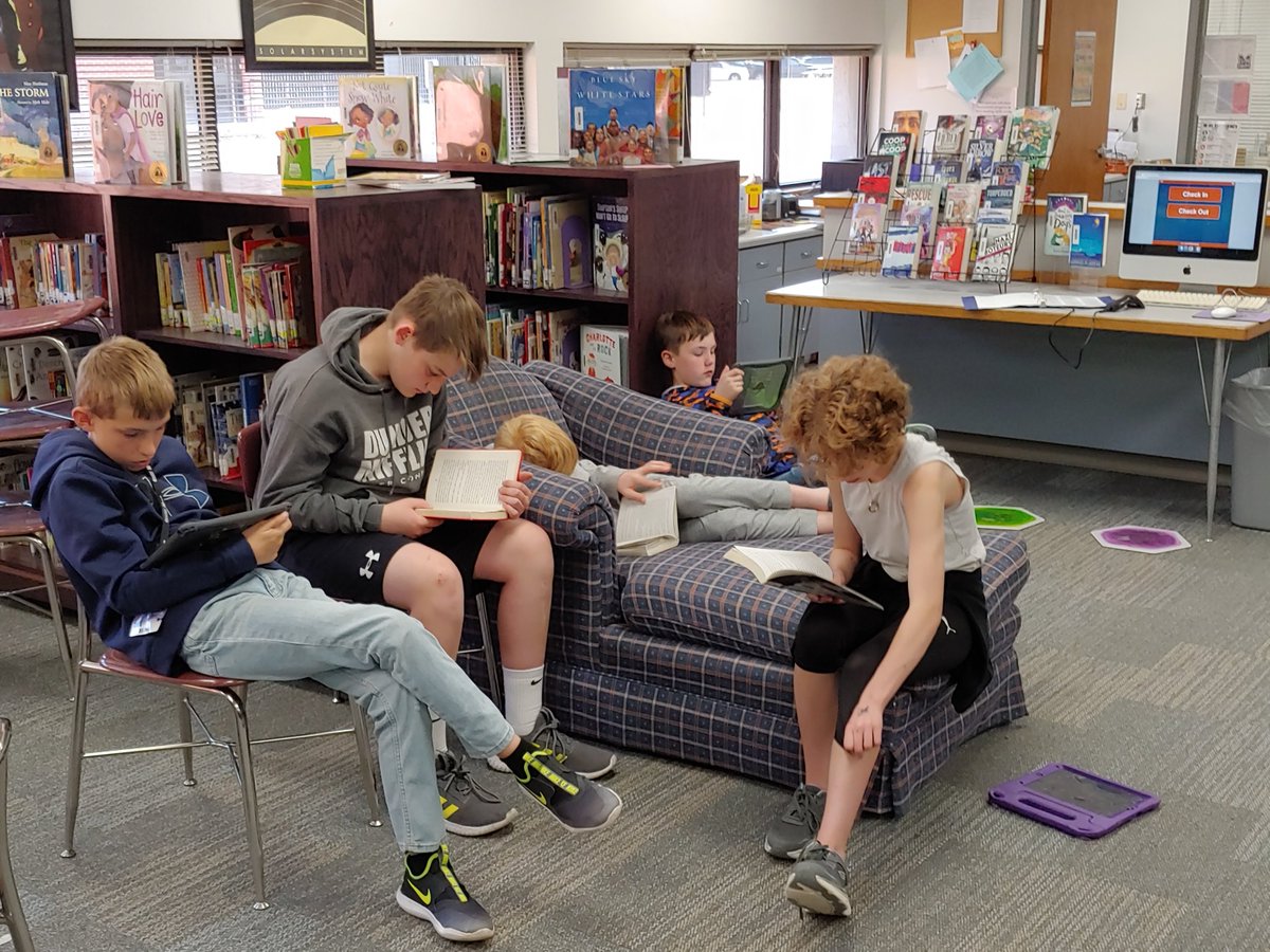 When presented with a little down time, these students know what to do! So thankful for the positive habits our awesome classroom #teachers @cljonesms have instilled in their students. The library is a great place to foster their love for reading. #ReadingForFun #libraries