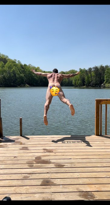 Had a great birthday in my birthday suit yesterday!  Full video of lake jump on my OF page. It was a