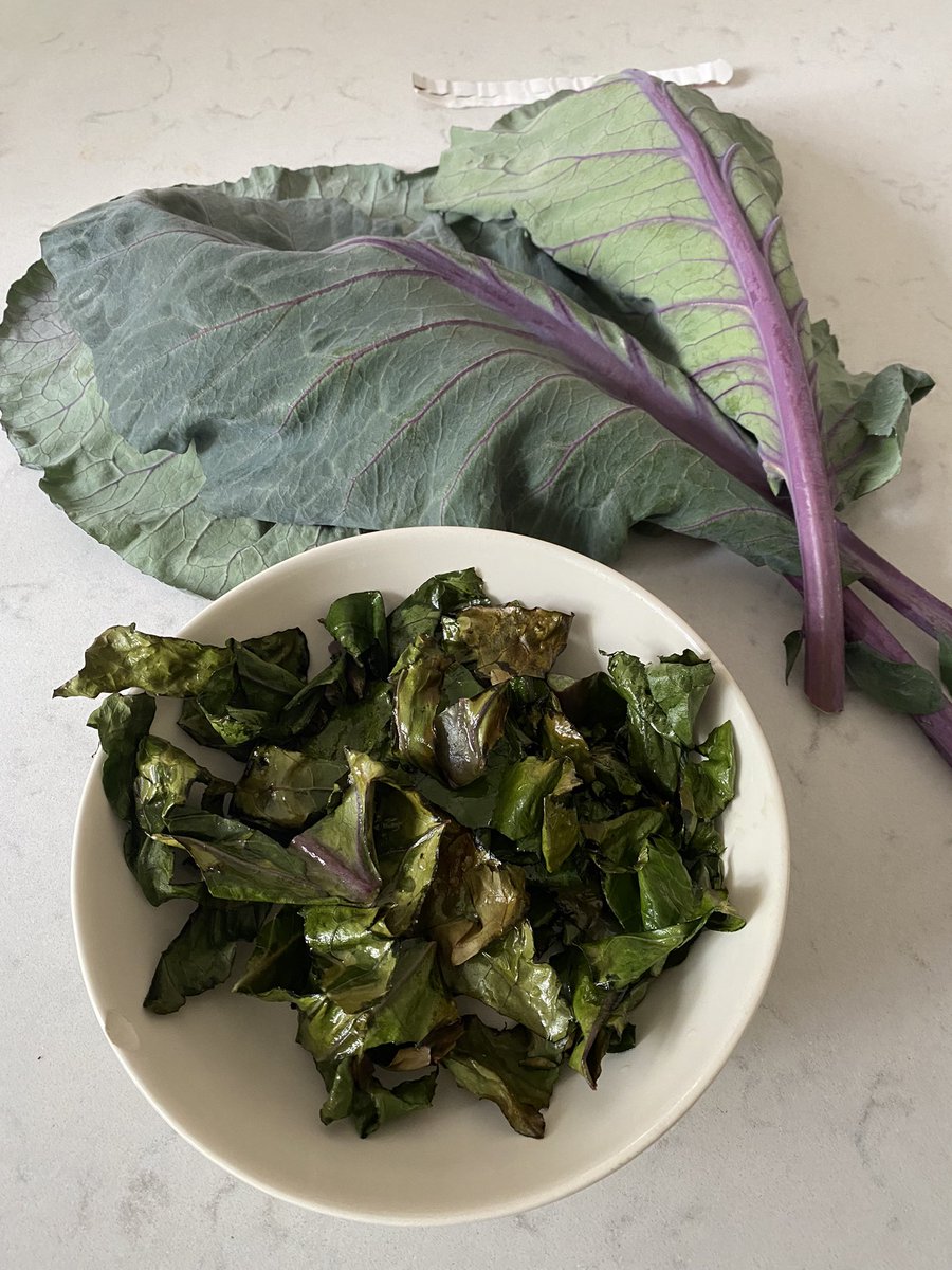 Baked spring greens with salt and oil, grown at school by our very own <a href="/DanesfieldY6/">Danesfield Year 6</a> how does it look Miss N? 😁