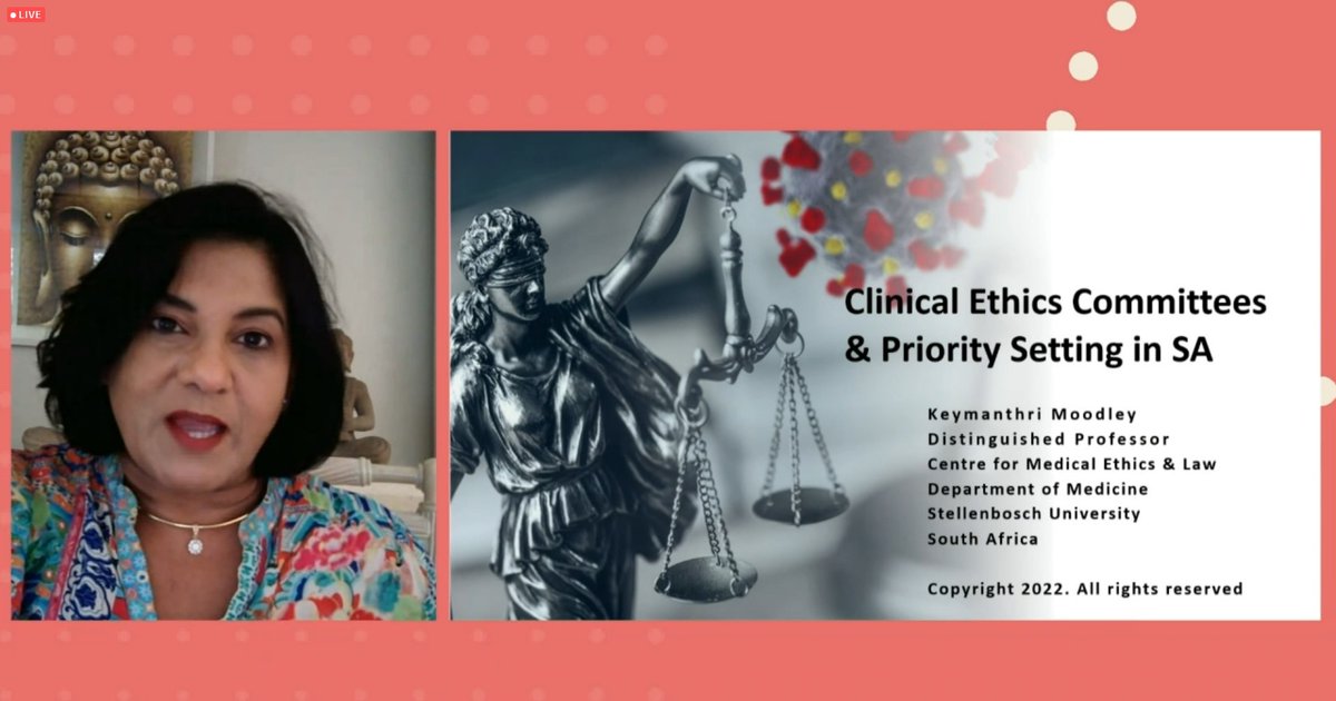 #ClinicalEthics Committees & #PrioritySetting in #SouthAfrica

@Keymenthri Moodley

part of the panel discussion on the role of CECs & ethics consultation in clinical priority setting – before, during (& after) the #COVIDー19 pandemic

#Priorities2022 @IntSocPriHC @BCEPShealth