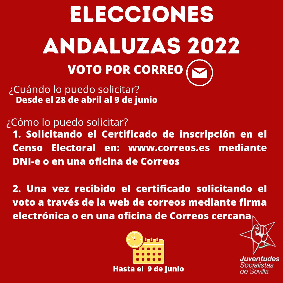 ⭕ABIERTO EL PLAZO PARA EL VOTO POR CORREO⭕

Cualquier duda no dudes en hablarnos!📩📩