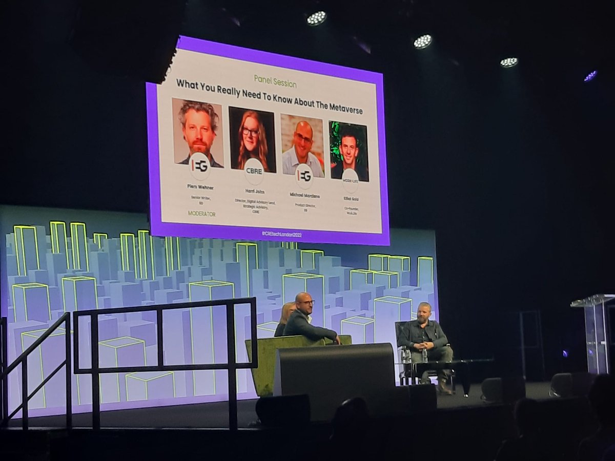 #CREtechLondon2022: 'What you really need to know about the Metaverse' discussed by Piers Wehner and Michael Marciano of EG @EGPropertyNews, Harri John of <a href="/CBRE_UK/">CBRE UK</a> and Elliot Gold of <a href="/workdotlife/">Work.Life</a>.

<a href="/DiscoverCREtech/">DiscoverCREtech</a> #PropTech #realestate #CREtech #Metaverse