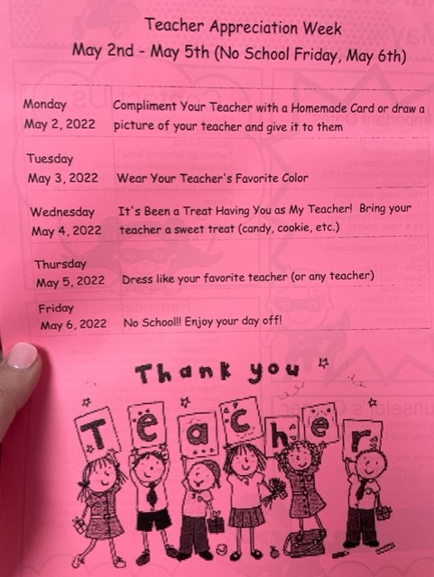 Next week is Teacher Appreciation Week! You should have received our May School Newsletter yesterday, on it were ideas they could do each day to show their appreciation for their teacher!  Here it is as well! We LOVE our Hartstern Teachers! <a href="/JCPSKY/">JCPS</a>  @jcpskyzone2 <a href="/wrightedmaster/">iamDuanWright</a>
