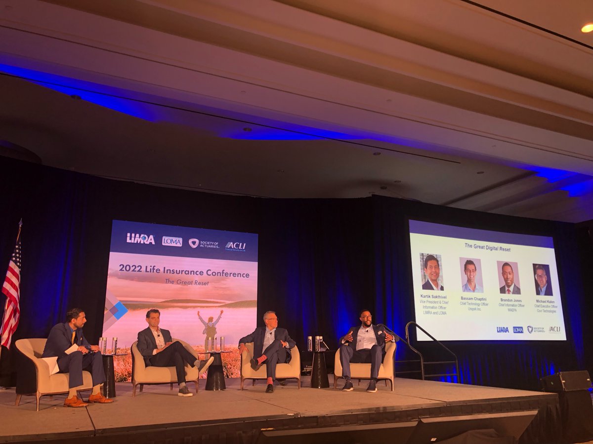 BrandonT_Jones's tweet photo. I had such a great time participating on the Great Digital Reset panel yesterday at @LIMRA #LifeConf. Kartik Sakthivel facilitated a great discussion with Bassam Chaptini, @Mike_Kalen, and myself about the opportunities the digital reset can provide for the insurance industry. https://t.co/FTEBU5EgEZ