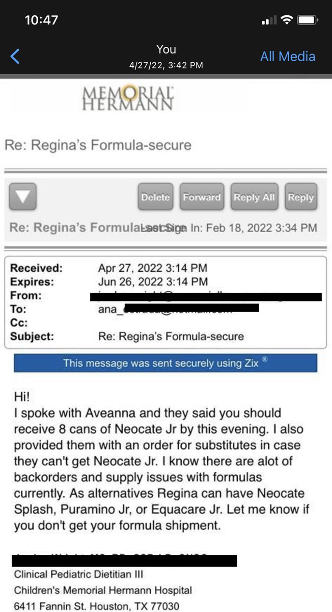 anaestradav's tweet image. My 2 year old daughter has SBS and is 100% gtube fed, she only tolerates neocate or substitutes. 
We haven’t received our monthly supply.. they said we were gonna get 8 cans yesterday but didn’t. (She needs 1 can every two days). 
#Neocate